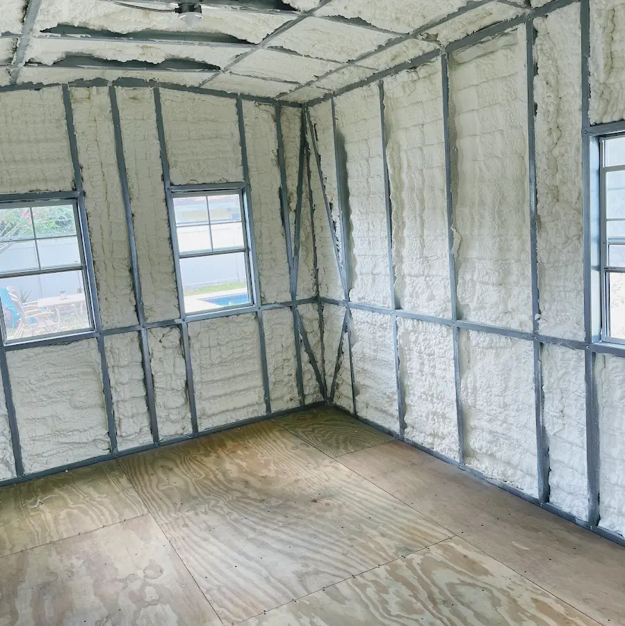 Closed-cell spray foam insulation applied to wall cavities in a residential project in Ridgeland